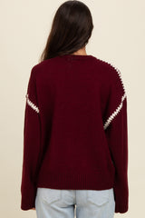 Burgundy Contrast Stitch Sweater