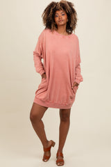 Salmon Mineral Wash Sweatshirt Dress