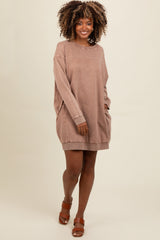 Mocha Mineral Wash Sweatshirt Dress