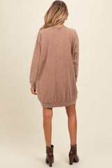 Mocha Mineral Wash Maternity Sweatshirt Dress