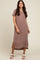 Taupe Ribbed Short Sleeve Midi Dress