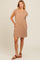 Mocha Front Pocket Line Textured Short Sleeve Dress