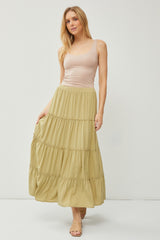 Moss Tiered Maxi Skirt