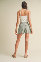 Mint Woven Shorts With Oversized Pockets