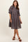 Brown Floral Striped Button Down Midi Dress