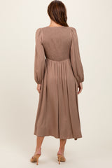 Mocha Contrast Knit Bodice Maxi Dress