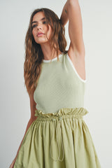 Moss Green Contrasted Tank Sweater Dress