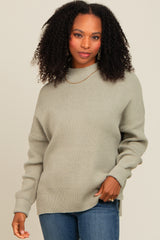 Light Olive Mock Neck Basic Sweater