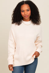 Cream Mock Neck Basic Sweater