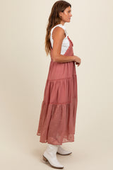 Mauve Overall Crochet Lace Tiered Dress