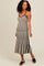 Black Striped Knit Fitted Midi Dress