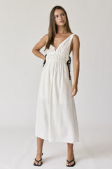 White V-Neck Maxi Dress