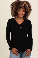 Black V-Neck Long Sleeve Maternity Top