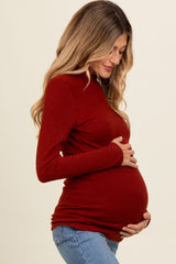 Rust Basic Long Sleeve Maternity Top