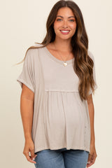 Grey Flutter Sleeve Maternity Top