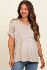 Grey Flutter Sleeve Maternity Top