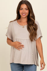 Grey Flutter Sleeve Maternity Top