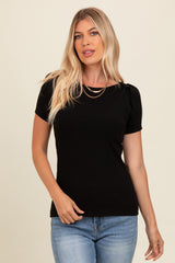 Black Puff Sleeve Top