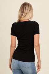 Black Puff Sleeve Top