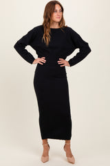 Black Knit Midi Skirt Sweater Maternity Set