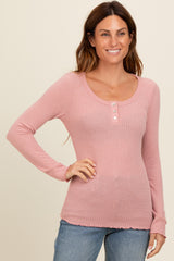 Mauve Lettuce Hem Maternity Henley