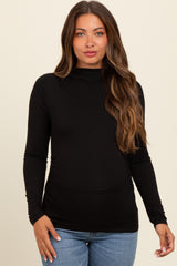 Black Mock Neck Long Sleeve Maternity Top