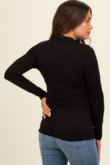 Black Mock Neck Long Sleeve Maternity Top