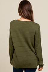 Olive Knit Stitch Detail Long Sleeve Maternity Sweater Top