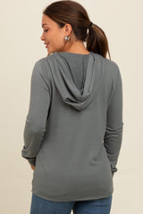 Olive Hooded Long Sleeve Maternity Top