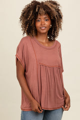 Rust Flutter Sleeve Maternity Top