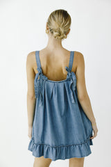 Light Denim Ruffled Swing Mini Dress