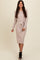 Beige Ribbed Sash Tie Midi Sweater Dress