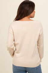 Cream Basic Boatneck Maternity Sweater