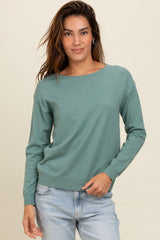 Light Teal Basic Boatneck Maternity Sweater