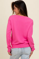 Fuchsia Basic Boatneck Sweater