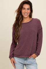 Plum Stitch Detail Maternity Long Sleeve Top