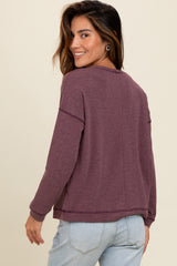 Plum Stitch Detail Long Sleeve Top