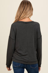 Grey Stitch Detail Maternity Long Sleeve Top