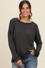 Grey Stitch Detail Maternity Long Sleeve Top