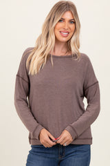 Mocha Stitch Detail Long Sleeve Top