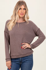 Mocha Stitch Detail Long Sleeve Top