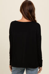 Black Drop Shoulder Long Sleeve Top