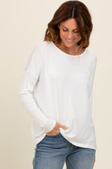 Ivory Drop Shoulder Long Sleeve Top