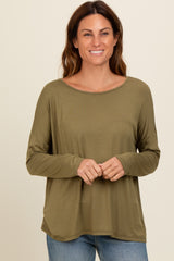 Olive Drop Shoulder Maternity Long Sleeve Top