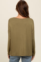 Olive Drop Shoulder Long Sleeve Top