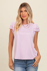 Lavender Ruffle Short Sleeve Top