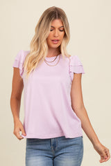 Lavender Ruffle Short Sleeve Top