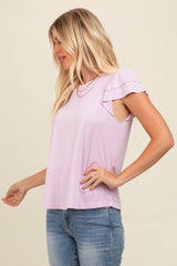 Lavender Ruffle Short Sleeve Top