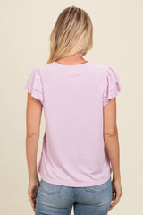 Lavender Ruffle Short Sleeve Top