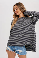 Ash Crewneck  Slouchy Stripe Top